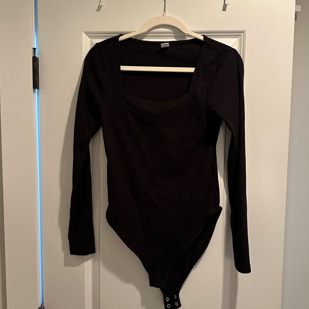 Women’s square neck cotton bodysuit- size medium, color black